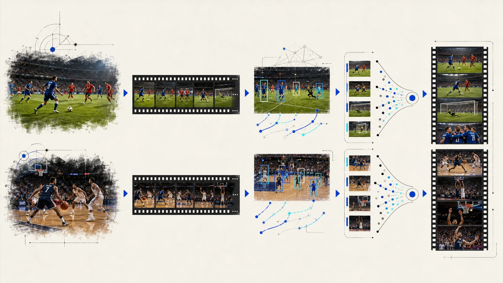 Conceptual overview of the LumenSport sports-video analysis and editing pipeline