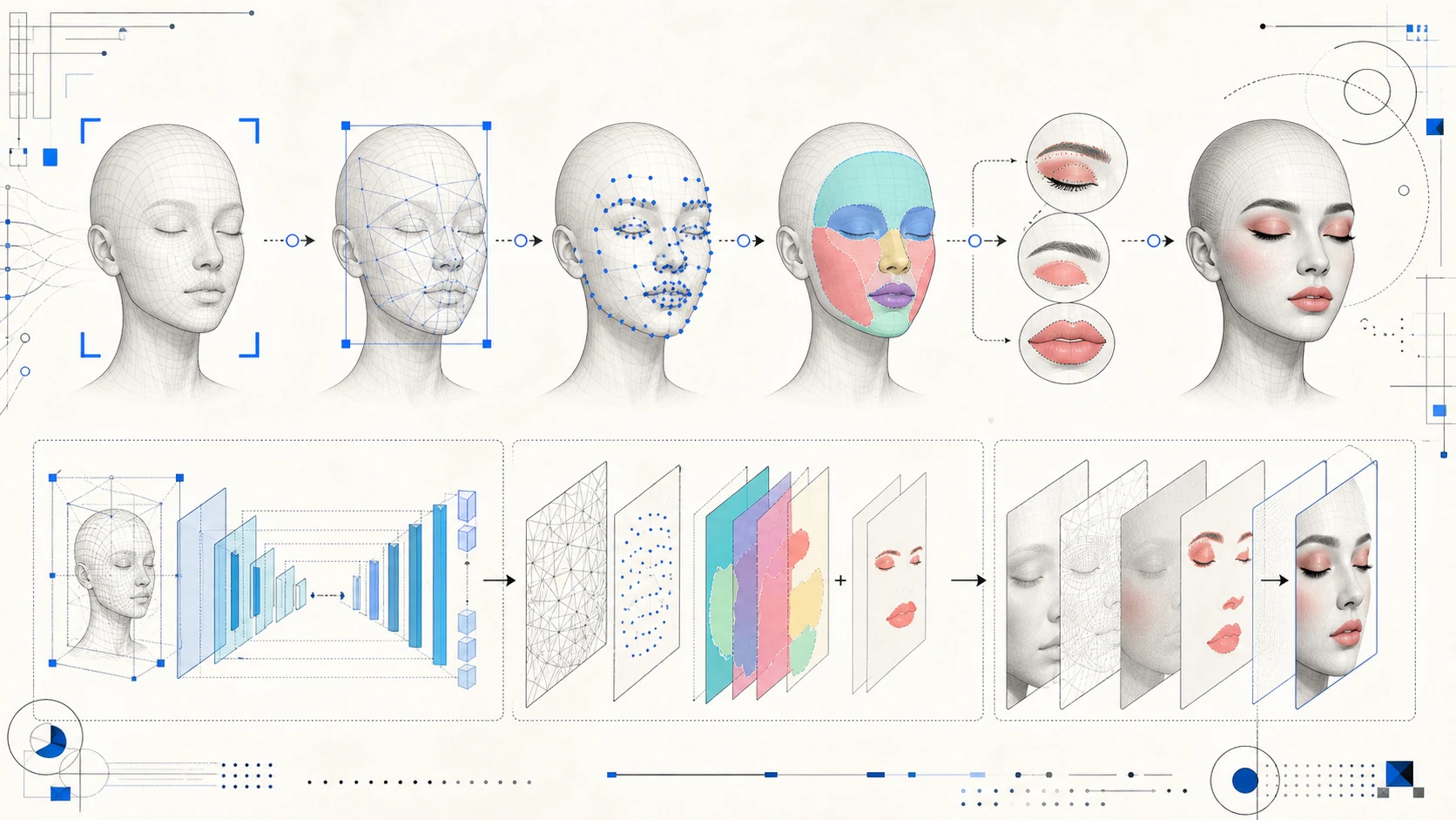 Conceptual computer-vision pipeline for virtual makeup
